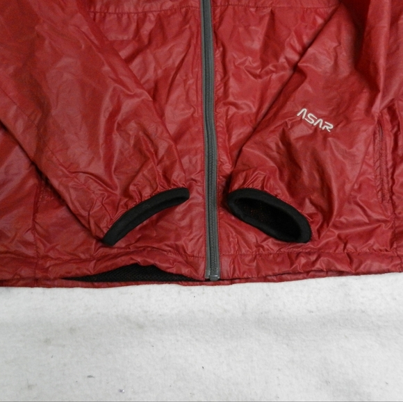 VINTAGE Khumbu ASAR Jacket Mens Size Large Red Mesh Lined Windbreaker Hooded - Picture 4 of 14